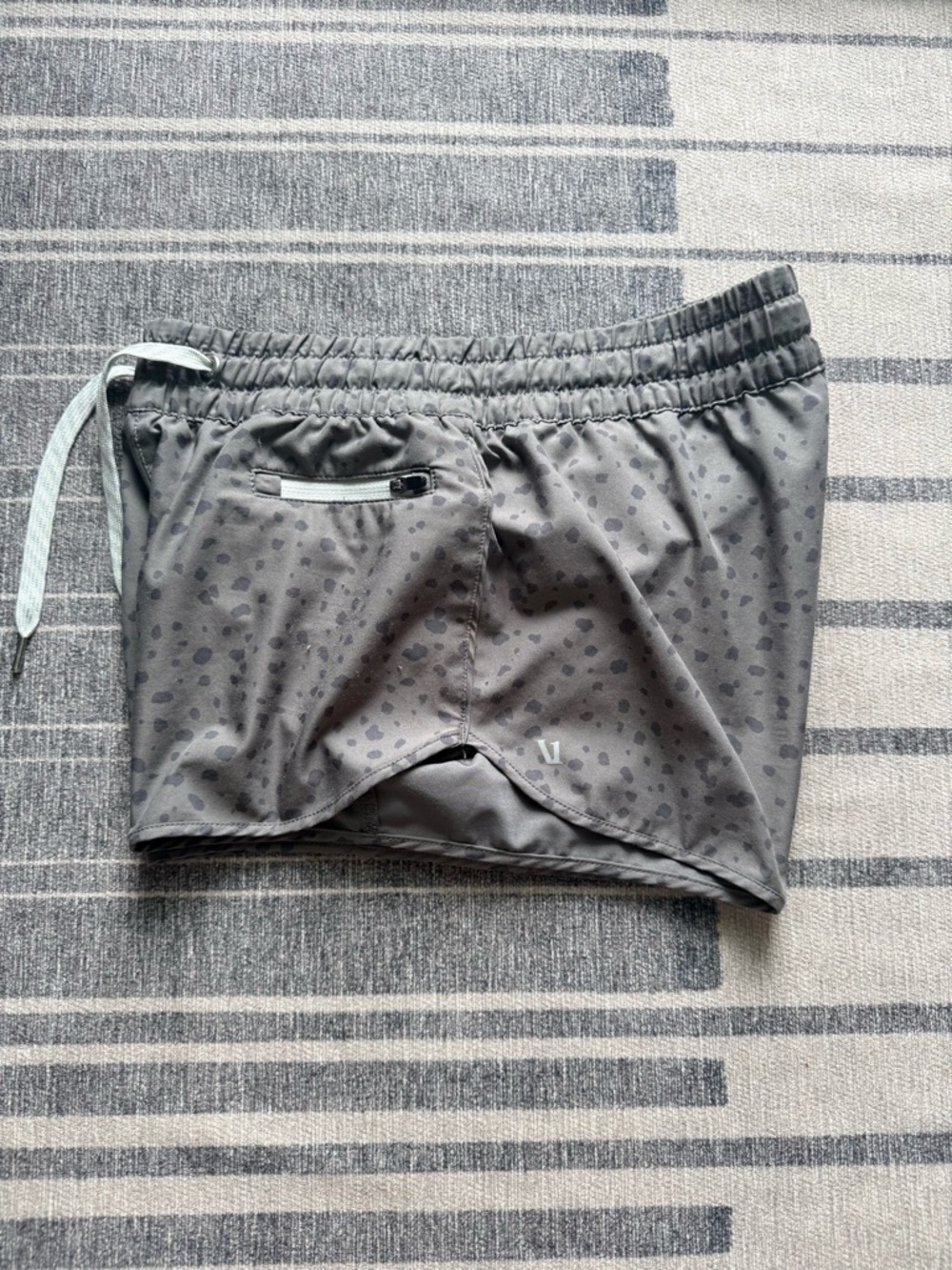 Vuori Gray Athletic Shorts with Subtle Dot Print